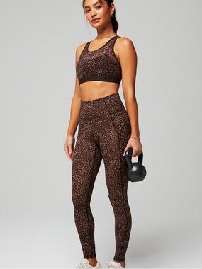 Fabletics Brown Leopard-Print High-Waist Leggings